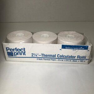 New Sealed 3 Perfect Print 2 1/4" Adding Machine Rolls White Paper 155 ft.
